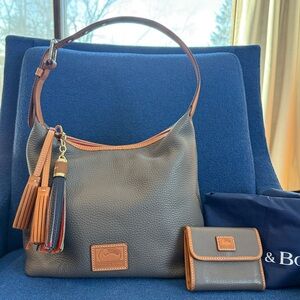 SALE! SET_Dooney & Bourke Paige Hobo bag Taupe Duster, Wallet & Charm! ExcCond!